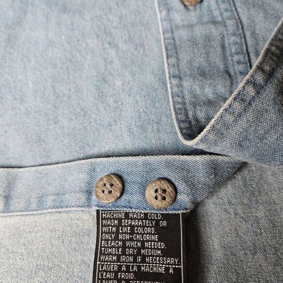 Harley-Davidson Vintage Big & Tall Short Sleeve Washed Denim Button Front Shirt - Picture 9 of 12